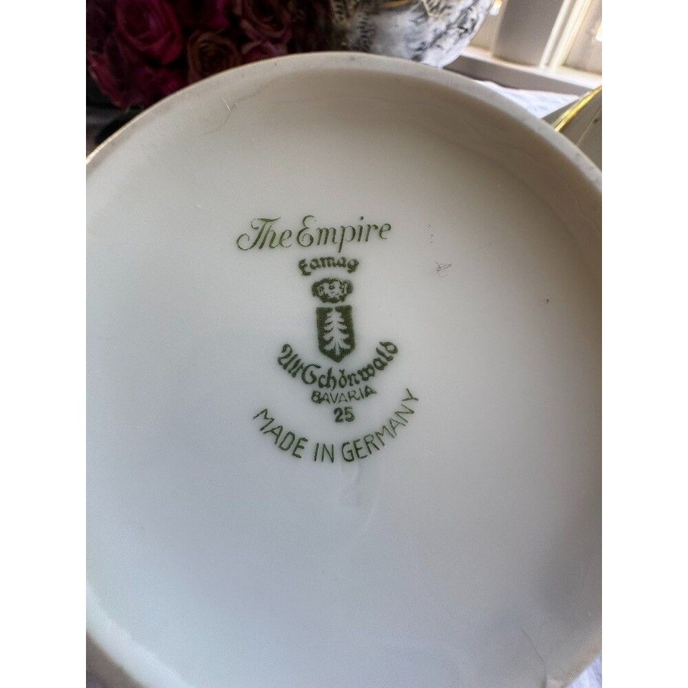 Vintage Schönwald Bavaria EAMAG Empire Porcelain GOLD rim Sugar Bowl Covered Lid - Picture 3 of 16
